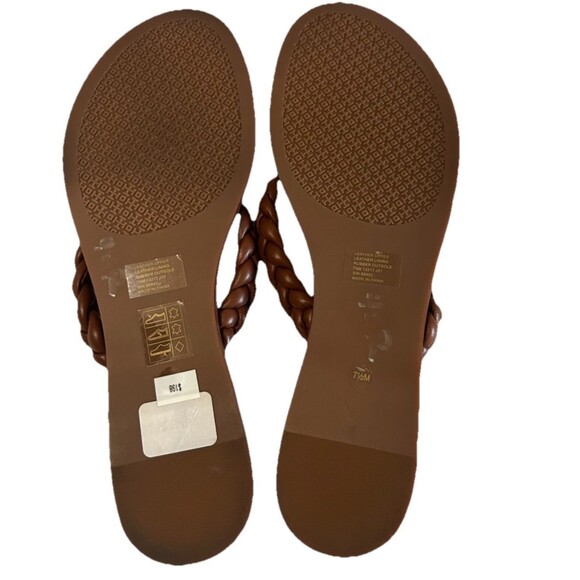Tory Burch Braided Benton Womens 7.5M Brown Leather Thong Flat Sandals 88492 - Picture 10 of 11